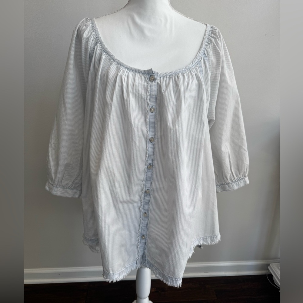 We The Free Light Blue & White Button-Down Shirt - Picture 5 of 10